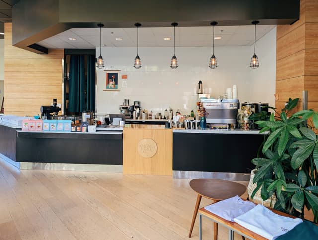 Inside the downtown shop, looking across the bar.